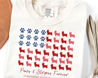 Paws and Stripes Yorkshire Terrier American Flag Shirt,Patriotic Yorkie Tee,4th of July Yorkie Lover T-shirt Yorkshire Terrier Mom tShirt