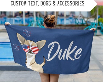 Personalized Chihuahua Dog Beach Towel,Custom Chihuahua Pool Towel,Chihuahua Owner Gift,Chihuahua Mom Gift,Chihuahua Dad Gift