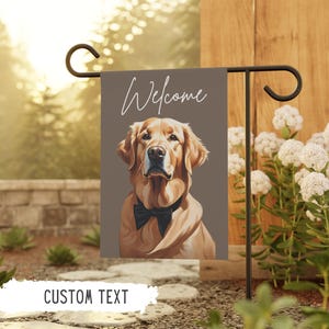 Bandeira personalizada para jardim de cachorro Golden Retriever, presentes para Golden Retriever, presente personalizado para animais de estimação, decoração para áreas externas de cachorro, presente para mãe de cachorro