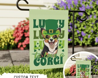 Personalized Corgi St. Patrick's Garden Flag,Corgi St. Patty's Coquette Outdoor Sign,Custom Pet Owner Gift,Dog Mom,Dog Lover,Funny Irish