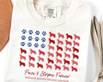 Paws and Stripes Bernese Mountain Dog American Flag Shirt,Patriotic Berner Tee,4th of July Bernese Lover T-shirt Berner Mom tShirt