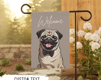 Personalized Pug Flag Dog Garden Flags Pug Gift Custom Pet Gift Dog Outdoor Sign Decor Pug Owner Gifts Pug Decorations