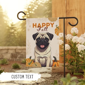 Personalized Pug Halloween Flag Dog Garden Flags Pug Gift Fall Custom Pet Gift Dog Outdoor Sign Decor Pug Owner Gifts Pumpkin Decorations
