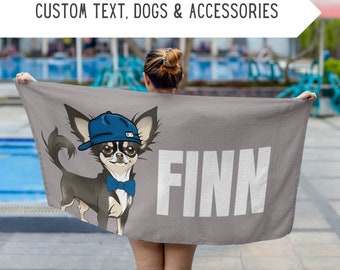Personalized Chihuahua Dog Beach Towel,Custom Chihuahua Pool Towel,Chihuahua Owner Gift,Chihuahua Mom Gift,Chihuahua Dad Gift