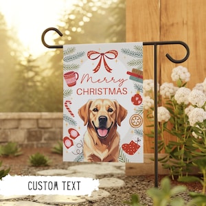 パーソナライズされたゴールデンレトリバークリスマスフラッグ犬用ガーデンフラッグゴールデンレトリバーギフト冬のカスタムペットギフト犬用屋外装飾犬ママギフト