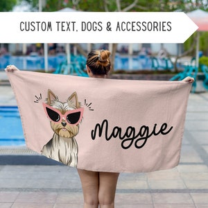 Personalized Yorkshire Terrier Beach Towel,Custom Yorkie Pool Towel,Yorkshire Terrier Owner Gift,Yorkie Mom Gift,Yorkie Dad Gift,Yorkie Dog
