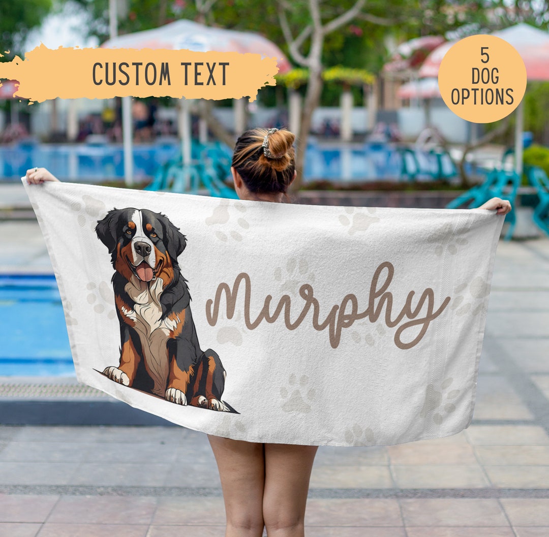 Personalized Bernese Mountain Dog Beach Towel,custom Berner Pool Towel