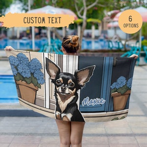 Personalized Chihuahua Dog Beach Towel,Custom Chihuahua Pool Towel,Chihuahua Owner Gift,Chihuahua Mom Gift,Chihuahua Dad Gift