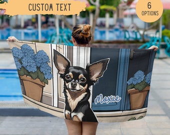 Personalized Chihuahua Dog Beach Towel,Custom Chihuahua Pool Towel,Chihuahua Owner Gift,Chihuahua Mom Gift,Chihuahua Dad Gift