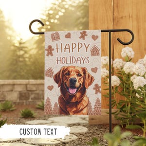 Bandeira de Natal personalizada para Golden Retriever, bandeiras de jardim para cães, presentes para Golden Retriever, presente de inverno personalizado para animais de estimação, decoração para áreas externas para cães, presente para mães de cães