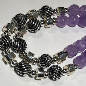 STERLING SILVER necklace with AMETHYST beads