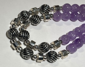 STERLING SILVER necklace with AMETHYST beads