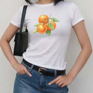 Vintage Orange Fruit Baby tee, Comfort Colors Shirt Retro Graphic Oranges fruit shirt cute gift for her y2k summer shirt