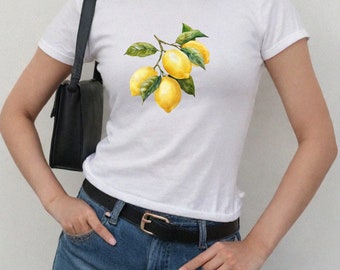 Lemon Fruit Baby tee, Comfort Colors Shirt Retro Graphic Lemon fruit shirt cute gift for her y2k Vintage summer shirt
