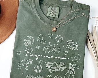 Boy Mama Comfort Colors Mothers Day Gift Birthday Gift for Mom T-Shirt Best Mama Boy Mom Outfit New Mom Baby shower gift Mom Life Doodle