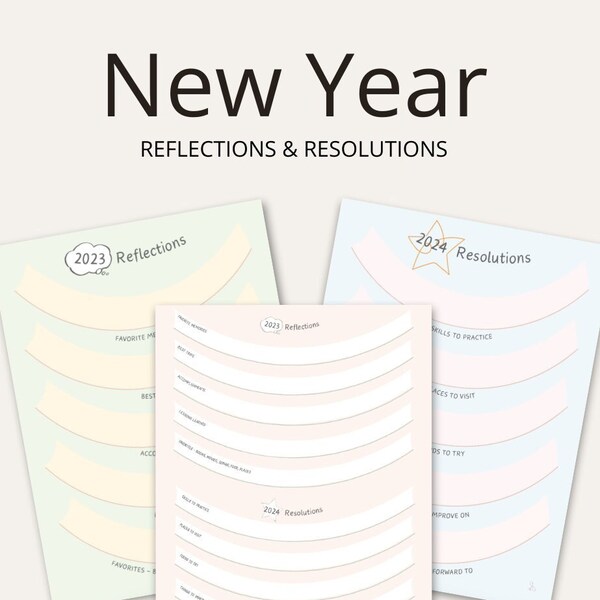 New Year Goal Setting Resolutions / End of Year Reflections Digital Printable Download - Vision Board  Creative Planning Treasured Memories