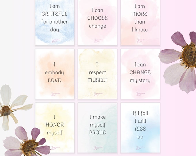 Cartes de confiance positives pour l'amour de soi avec affirmations puissantes du « Je suis » Jeu de cartes de positivité quotidienne pour prendre soin de soi et s'autonomiser
