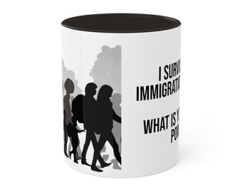 Immigration Cup, Mugs, 11oz, Gift Mugs, Green Card Gift Idea, Black Accent Cup,