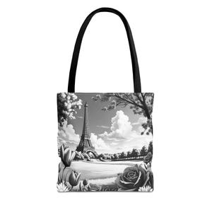 Parisian Tote Bag, Eiffel Tower Reusable Bag, France Travel Shoulder Bag, French Market Grocery Tote, Chic Canvas Carryall, Fashion Shopping