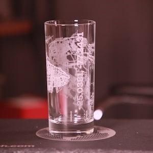 Copos Highball com Mapa da Cidade Personalizado | Copos para Suco/Coquetel Gravados | Mapa Recortado