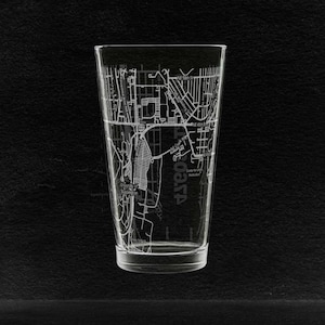 Aangepaste pintbril met stadskaart | Geëtste bierglazen | Zelfinvoer