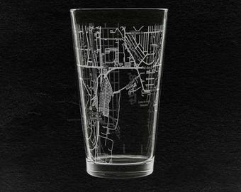 Custom Urban Map Pint Glasses | Etched Beer Glasses | Self-Entry