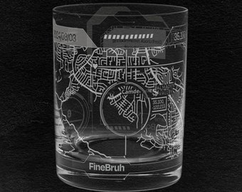 Anniversary & Appreciation Whiskey Glasses | Futuristic GUI Map Etched | High-End Markers | Graphs
