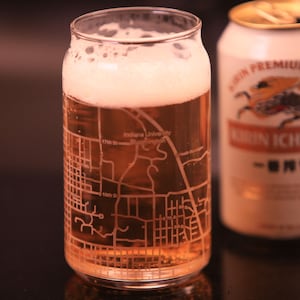 Indiana University Bloomington Campus Map Can Shaped Cups | Engraved Glass | Graduation Glasses | Alumni Glasses