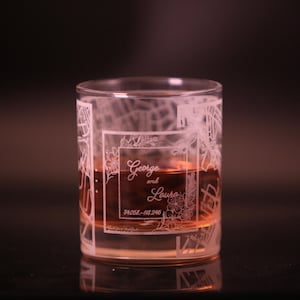 Hochzeit Whiskyglas + Wunschkarte | 100% SB | Etched Rocks Brille | Self-Crop Map Maker Werkzeug | Fun, Cool, Einzigartig