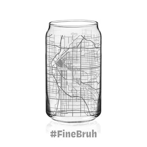 Denver Urban Map Dosenförmige Tassen | Graviertes Glas | Bier / Kaffeebecher Gläser | Herzliche Gläser | Cocktailgläser | von FineBruh