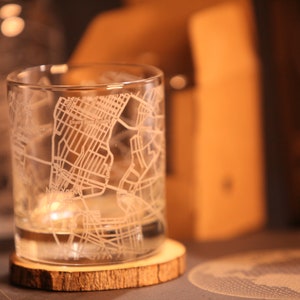 New York City Map Rocks Glass | Engraved Whiskey Glass | Etched Scotch Glasses