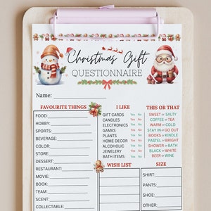 Druckbarer Wichtel Fragebogen für die Weihnachtsgeschenkbörse | Wichtelfiguren | Wichtel für Arbeit | Weihnachts Wichtel PDF