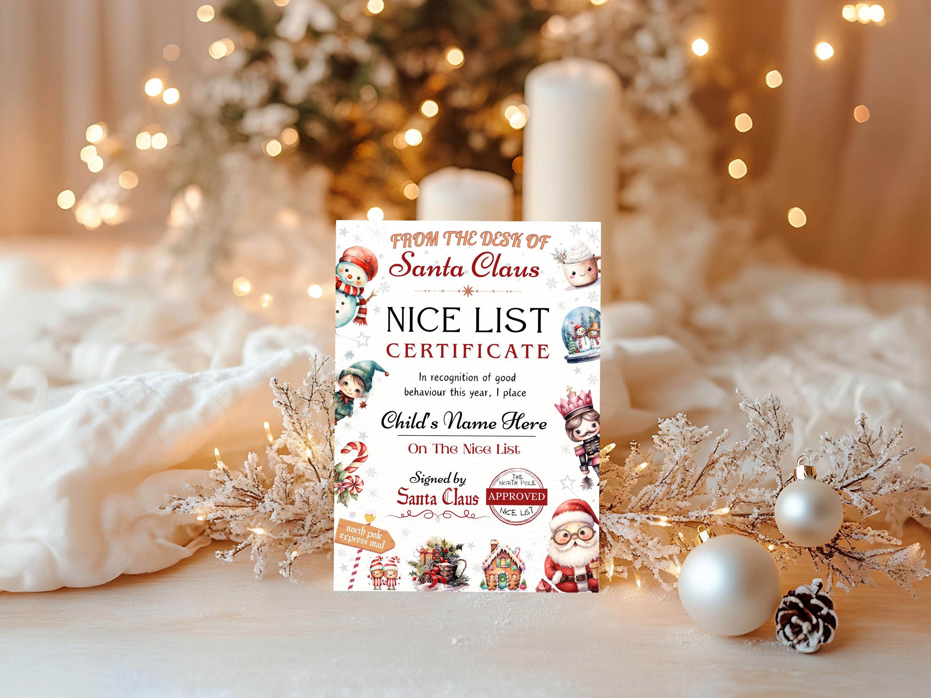 Editable Santa Letter and Nice List Certificate, Personalised Letter ...