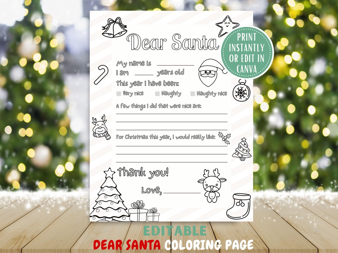 Dear Santa Letter Coloring Page Christmas Kids Activities Letter to