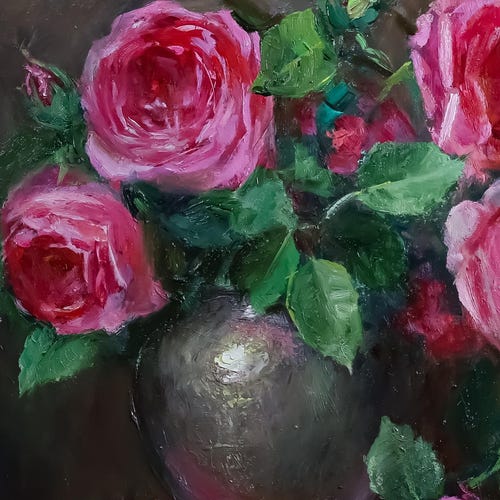 Quince Flower and Sake Jar Oil Painting: Oriental Style Framed Art