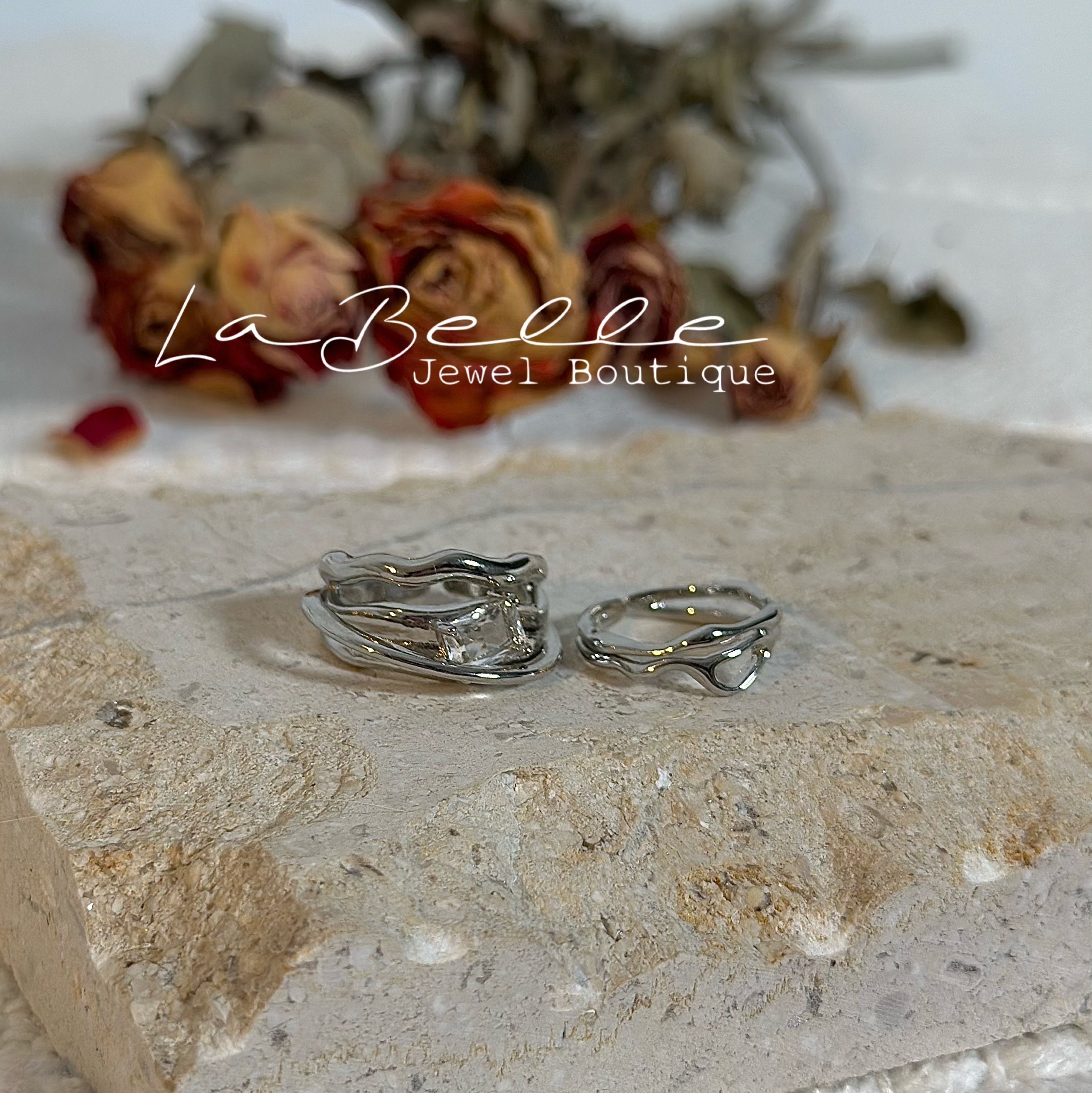 SILVER925 IRREGULAR DESIGN RING/シルバー/リング 925 Sterling Silver Irregular Design Band Ring Set, Silver