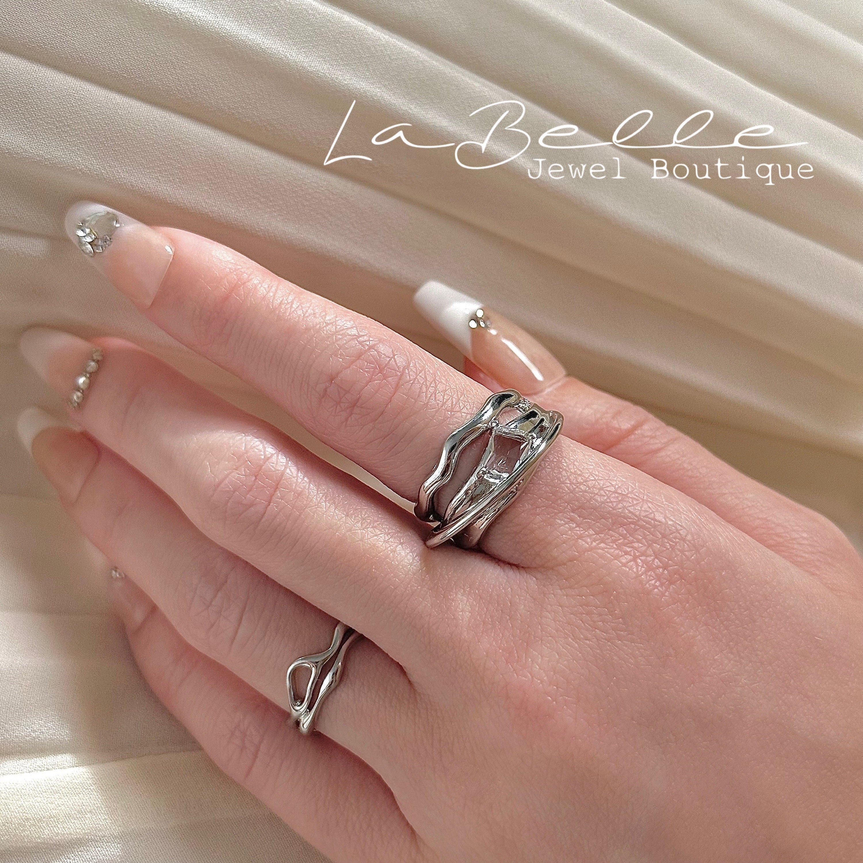SILVER925 IRREGULAR DESIGN RING/シルバー/リング 925 Sterling Silver Irregular Design Band Ring Set, Silver
