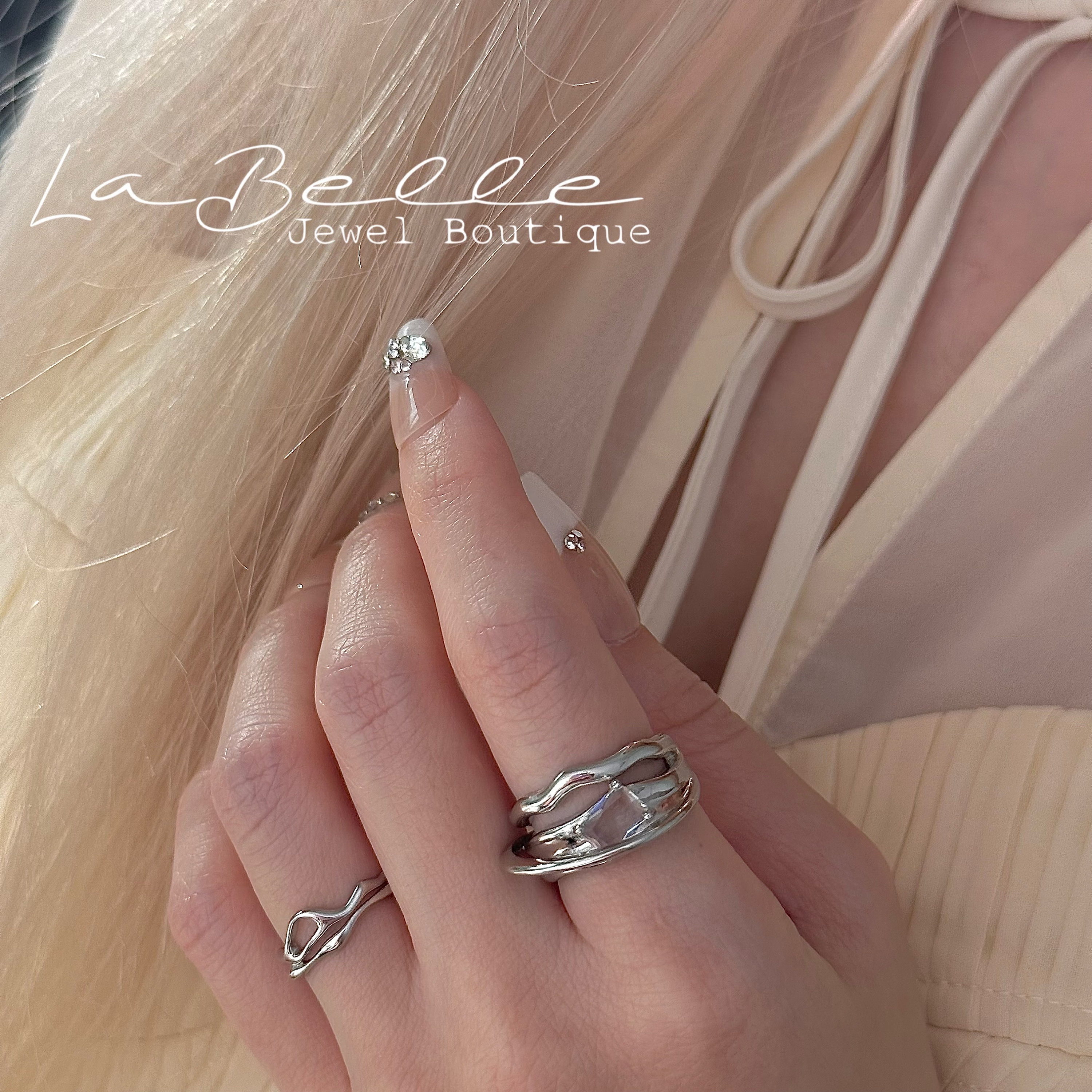 SILVER925 IRREGULAR DESIGN RING/シルバー/リング 925 Sterling Silver Irregular Design Band Ring Set, Silver