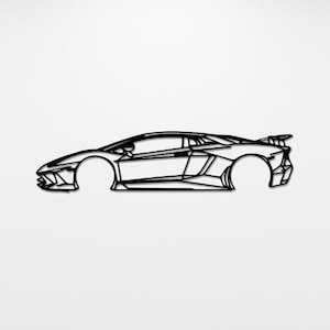 Aventador Silhouette Auto Metallwandkunst, Autogarage Wanddekor, Automobilschild, Geschenk für Ihn, Dekor des Autos, personalisiertes Geschenk
