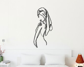 Woman Metal Bathroom Wall Decor, Minimalist Line Art, Modern Home Decor, Metal Wall Art, Minimalist Female Body Wire Art, Housewarming Gift
