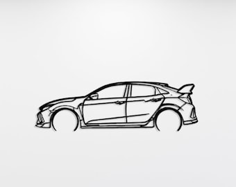 Civic TYP-R Silhouette Car Metal Wall Art, Car Garage Wall Decor, Automotive Sign, Gift For Him, Decor Of Car, Personalized Gift
