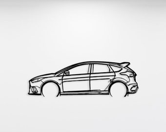 Focus RS Silhouette Car Metal Wall Art, Car Garage Wall Decor, Automotive Sign, Gift For Him, Decor Of Car, Personalized Gift