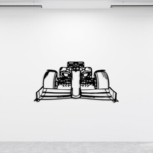 Formule 1 front silhouet auto metalen muur kunst, Mustang garage muur decor, automotive teken, cadeau voor hem, decor van auto, gepersonaliseerd cadeau afbeelding 1