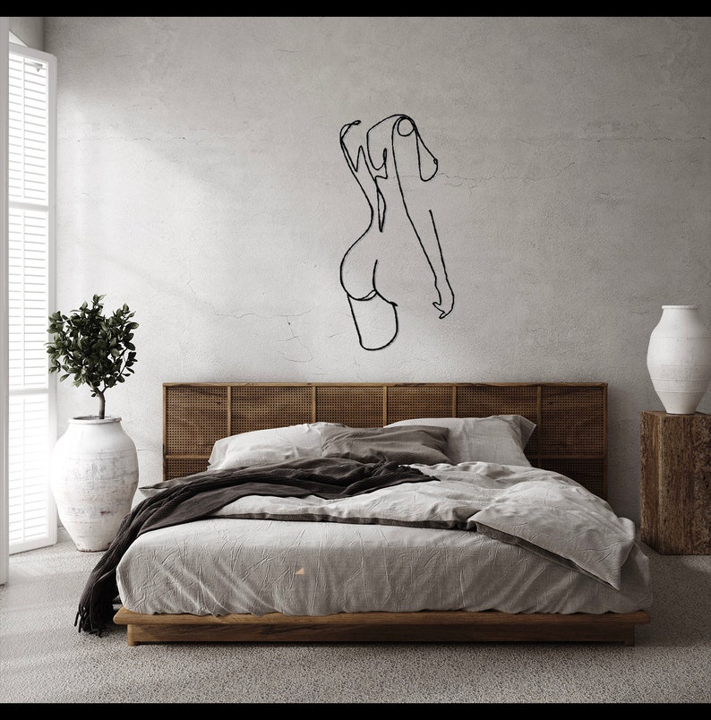 Woman Body Decor Bathroom Metal Wall Art, Minimalist Line Art, Modern