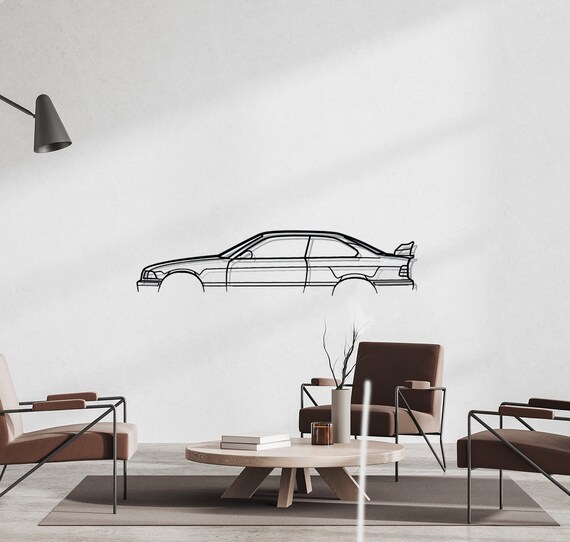 BMW M3 E30 Metal Wall Art - Wandbild Auto Silhouette Aus Metall | Dekoration Für Garage, Büro & Wohnzimmer, Größe 69 Cm (27")