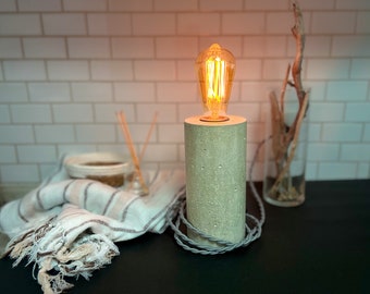 Industrial style concrete table lamp with Edison light bulb