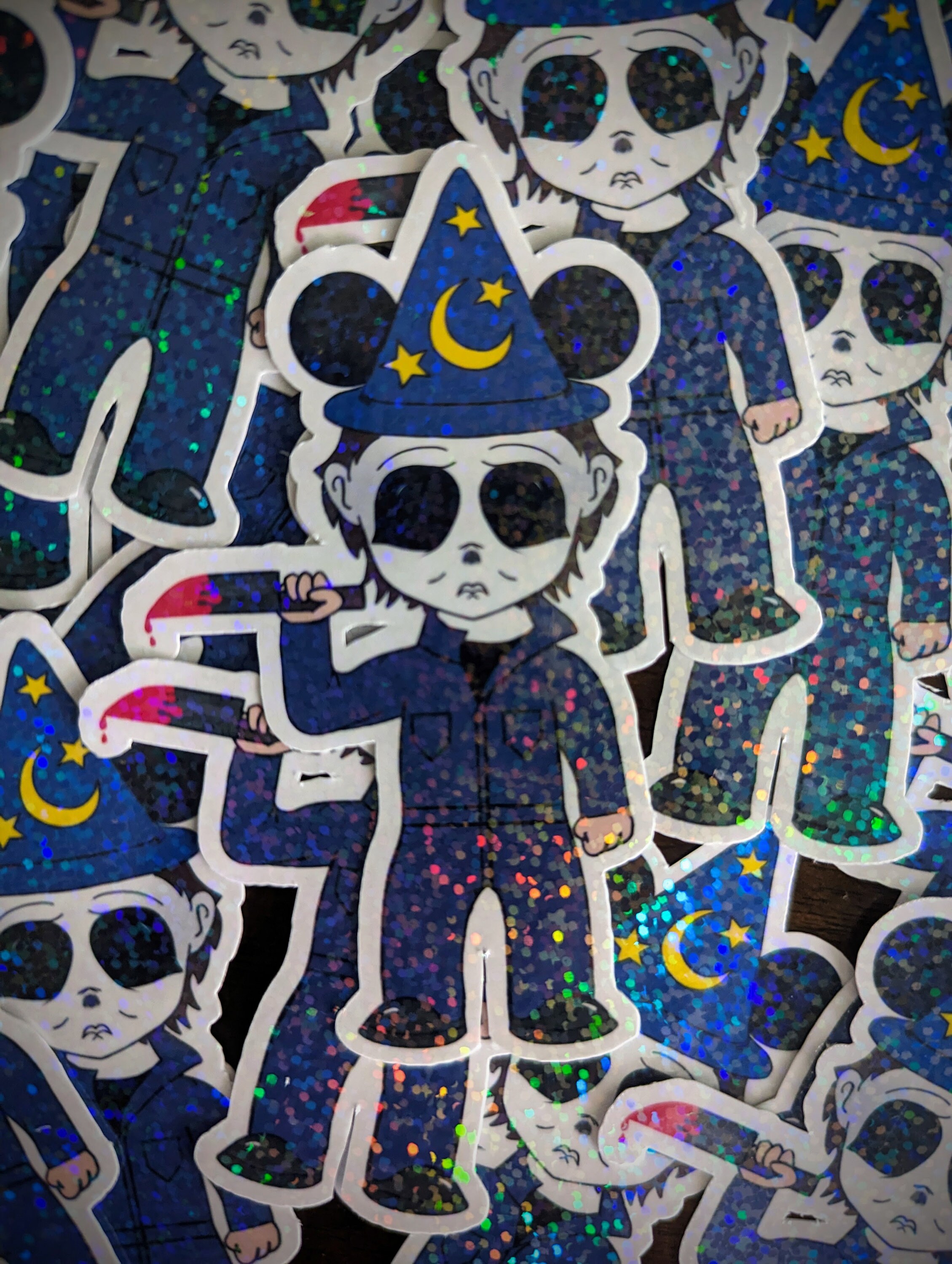 Michael Myers Sticker, Holographic Sticker, Horror film Halloween, Disney edition