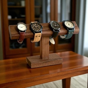 Support pour montre en bois - Présentoir pour montres en noyer et organisateur de bijoux pour hommes