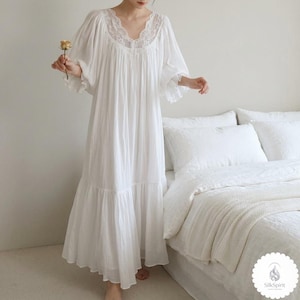 cotton nightdress and dressing gown set Nightdress Cottonreal Pure Cotton Lawn Nightdresses Cottonreal White 100% Cotton Nightdress Dressing Gown Set