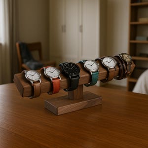 Support pour montre en bois - Présentoir pour montres en noyer et organisateur de bijoux pour hommes
